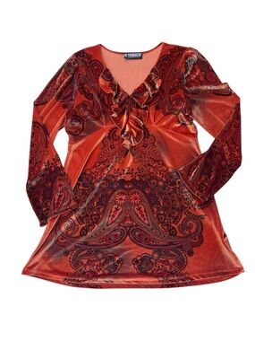 Pyramid Collection Velour Babydoll Tunic Top  Whimsygoth Fairy Y2K Womens Sz M
